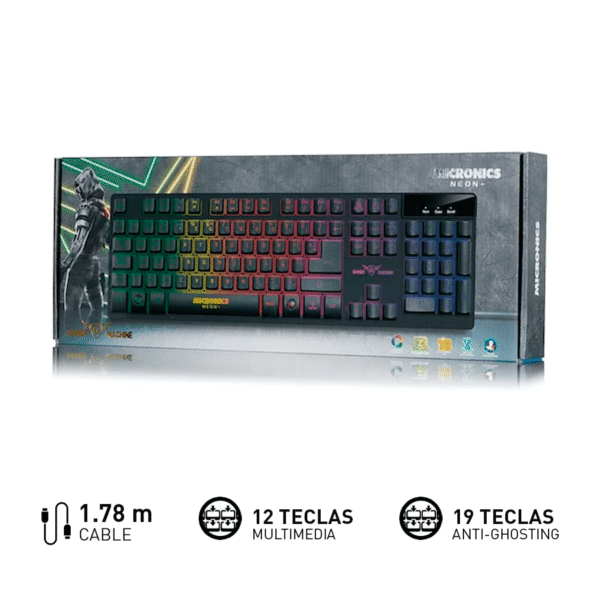 Teclado micronics gamer machine neon mic k709rgb