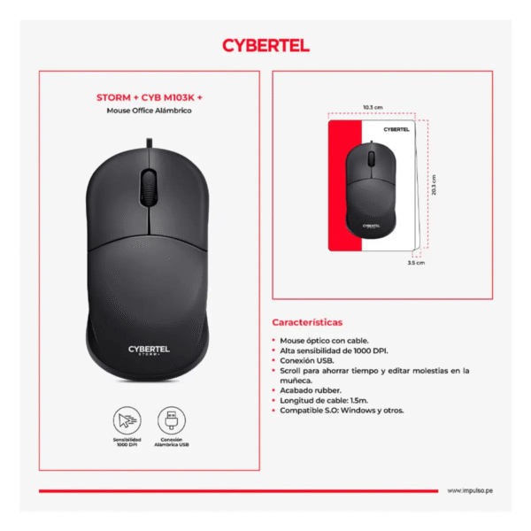 Mouse Cybertell  CYB M103K+ cable