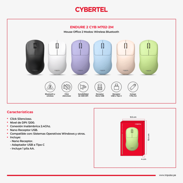Mouse Cybertell CYB M702n-2m inalámbrico