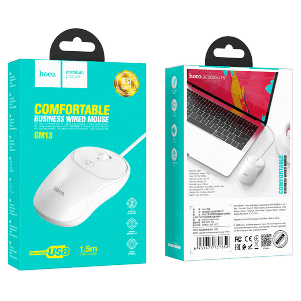 Mouse Hoco  GM13 comfortable musiness wired mouse