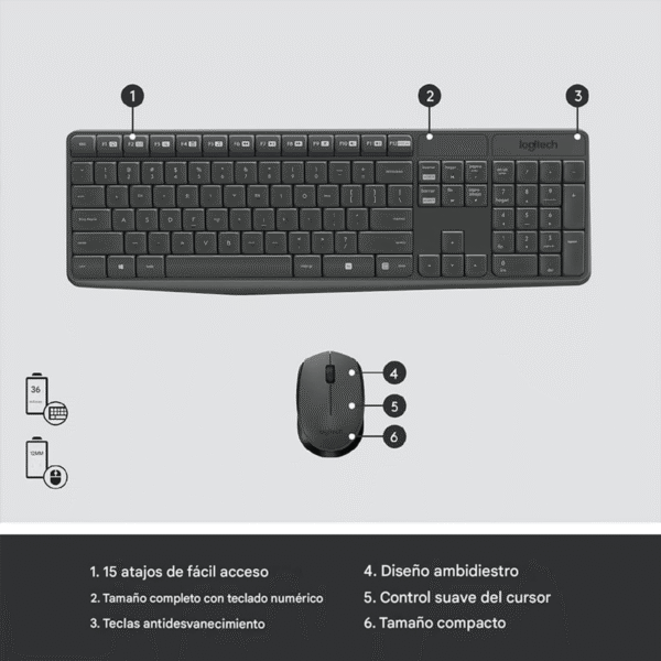 Teclado Logitech inalámmbrico MK235 + Mouse