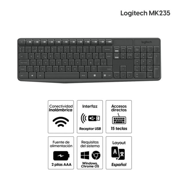 Teclado Logitech inalámmbrico MK235 + Mouse