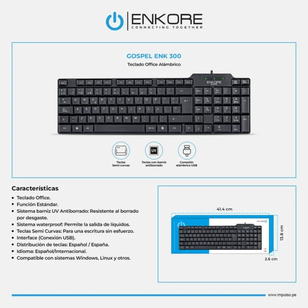 TECLADO ENKORE GOSPEL WIRED OFFICE KEYBOARD ENK 300