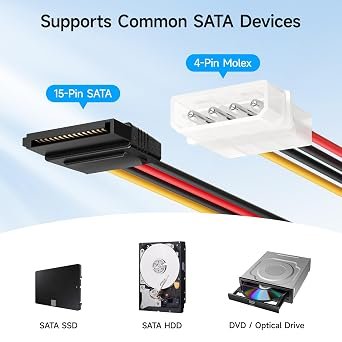 Cable Sata Power Molex Ide Discos Rigidos Hdd Ssd 4 Pin Noga