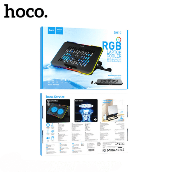 COOLER HOCO DH19 2 POWERFUL FANS LOW NOISE 5 LEVEL HEIGHT ADJUSTMENT