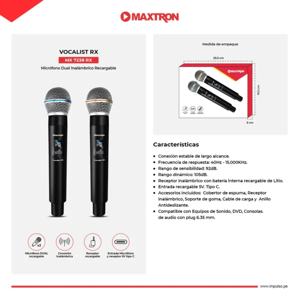 MICROFONO MAXTRON VOCALIST RX MX 7238RX
