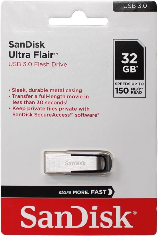 SANDISK ULTRA FLAIR USB 3.0 FLASH DRIVE 32GB