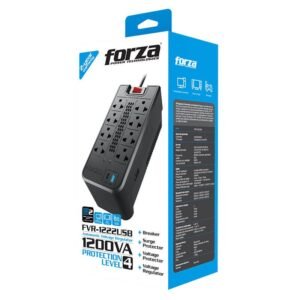 ESTABILIZADOR 1200VA(600W) FORZA FVR-1222USB 8-Tomas 2pt- USB