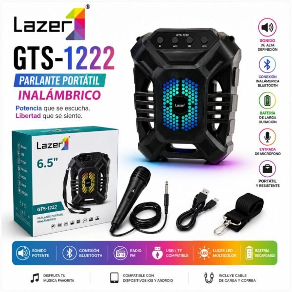 PARLANTE CON MICROFONO 6.5" PULGADAS GTS 1222