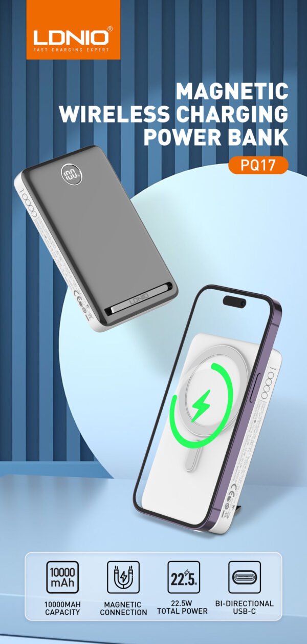 Magnetic-Wireless-Power-Bank.jpg POWERBANK LDNIO 10000MAH PQ17