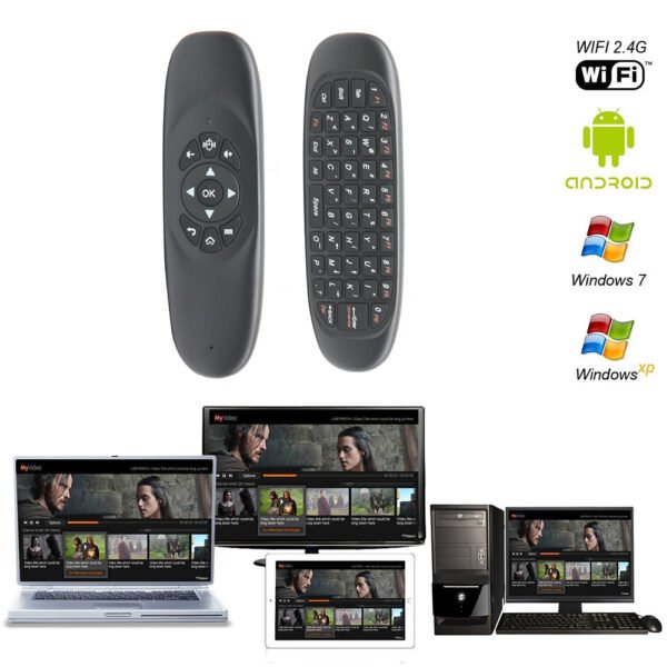 WR-C120F.jpg AIR MOUSE WITH GYROSCOPE , QWERTY KEYBOARD COMPATIBLE FOR ANDROID , WINDOWS , MAC OS , LINUX AIR MOUSE BACKLIT RGB
