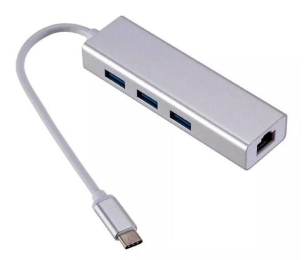 HUB TYPE C - RJ45 ETHERNET 3 PUERTOS USB